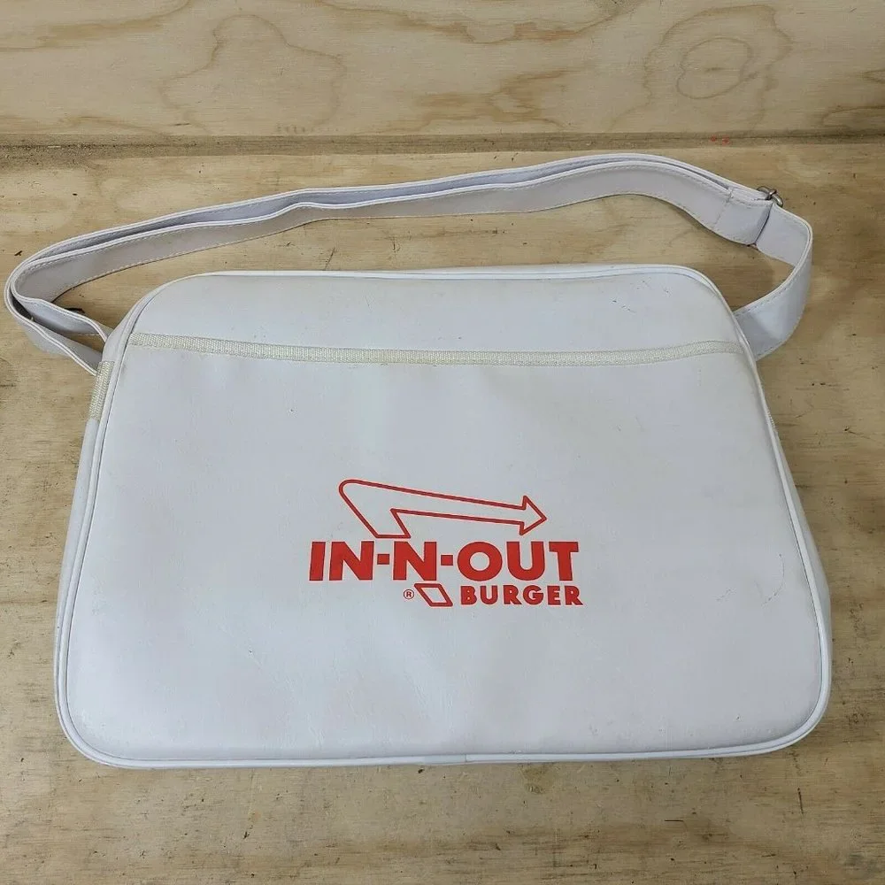 In N Out Tote Bag faux White Leather Collectible Advertising Hard to Find‎